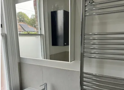 Marble effect tile finish in new bathroom project