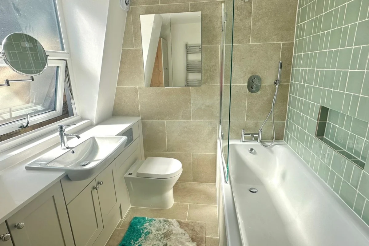 Bathroom installation in progress with clean modern design Bathroom installation in progress with clean modern design